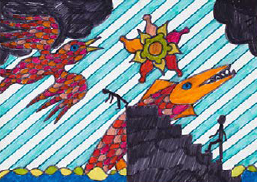 Abb. 5: Adelheid Duvanel, Zeichnung vom 4.7.1984 (Nachlass Maja Beutler, SLA-Beutler-D-6-a/20)